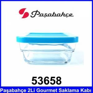 Paşabahçe 53658 2Li Gourmet Saklama Kabı Kaliteli Cam Ürün Pratik Kapak Şık Tasarım