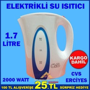 Ücretsiz Kargo CVS 1.7 LT 2000W ERCİYES ELEKTRİKLİ SU ISITICI