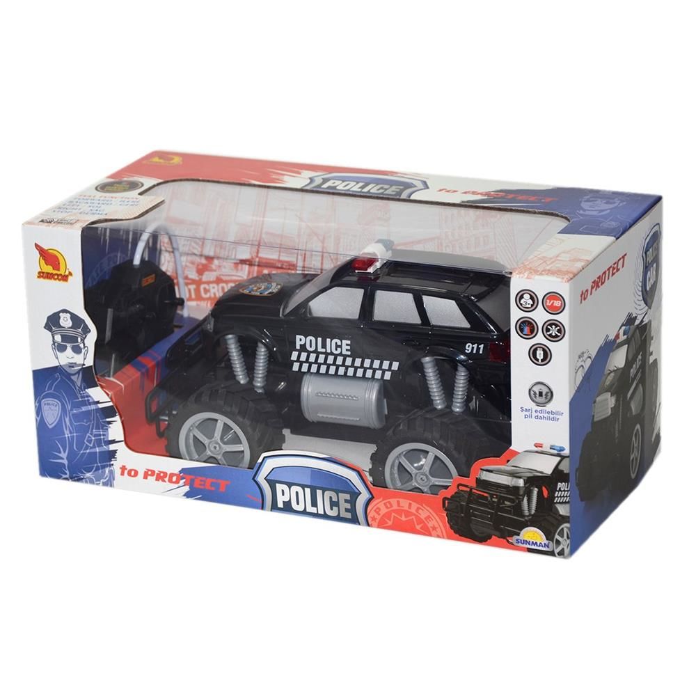 Uzaktan Kumandalı Jumbo Wheels Usb Şarjlı Işıklı Polis Arabası - Pick Up