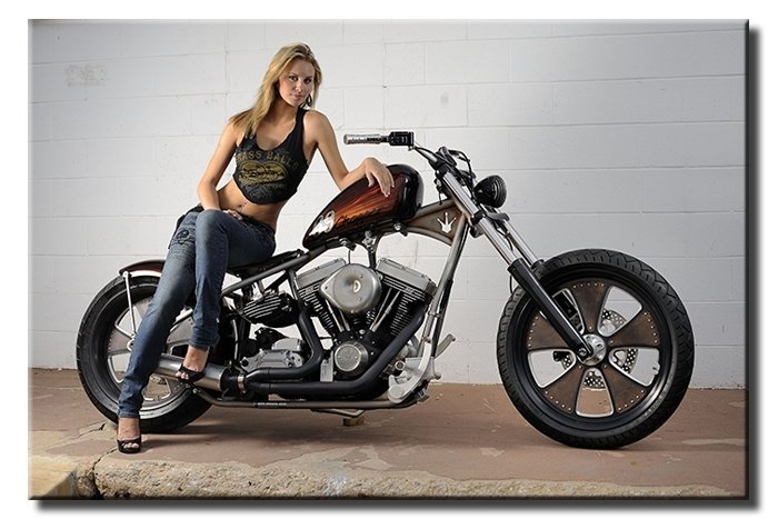 HARLEY CHOPER VE KIZ 6 değişen ölçü ORİJİNAL KANVAS TABLO