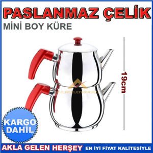 UYGUN FİYATLI KALİTELİ ÇAYDANLIK TAKIMI KÜRE MODEL PASLANMAZ ÇELİK MİNİ BOY ÇAYDANLIK