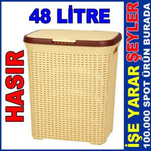 48 LİTRE HASIR DESENLİ KİRLİ ÇAMAŞIR SEPETİ