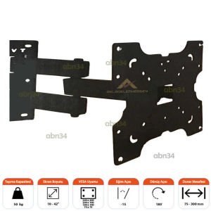 LED TV-LCD Televizyonlar için Çift Kollu Hareketli Katlanabilir TV Askı Aparatı VT 322 HC PRO