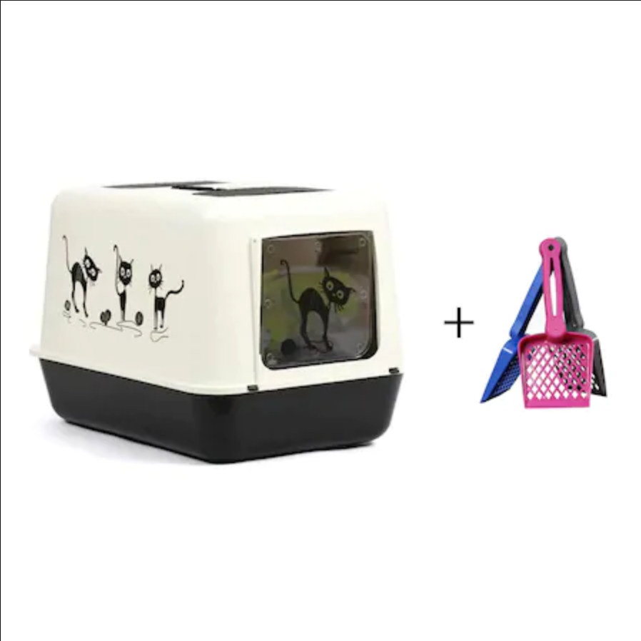 Kırılmaz flip kapaklı büyük boy lüks kapalı kedi tuvaleti,geniş,rahat portatif taşımalı kedi kumluğu