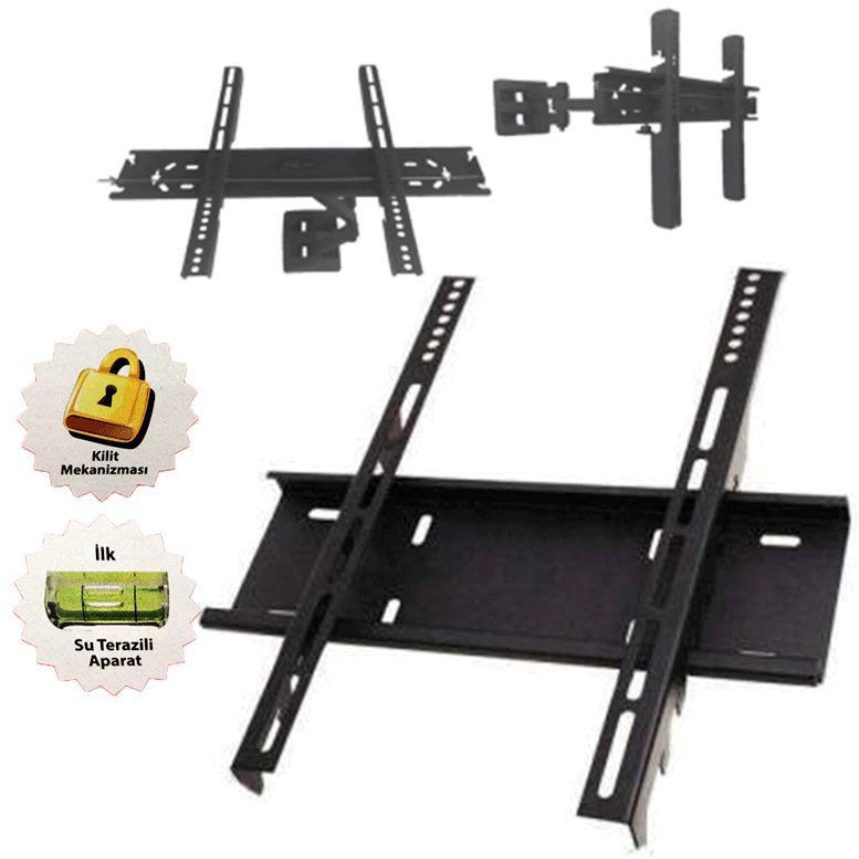 Micra 42''inç 106cm Büyük LCD Televizyonlar için Haraketli Tv Duvar Askı Aparatı Kilit Mekanizmalı