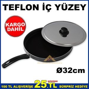 32cm TEFLON İÇ YÜZEYLİ YANMAZ YAPIŞMAZ KAPAKLI BALIK TAVASI