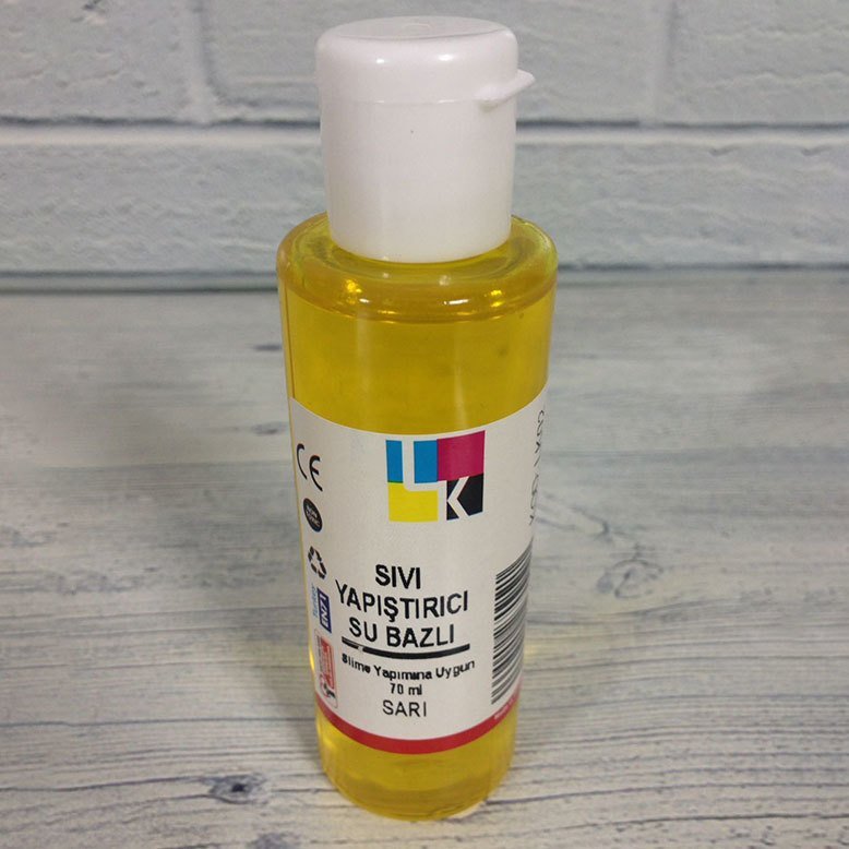 Sarı Renk Slime Yapımına Uygun Su Bazlı Sıvı Yapıştırıcı Küçük 70ml Leyli Jel Kokusuz Slime Jel