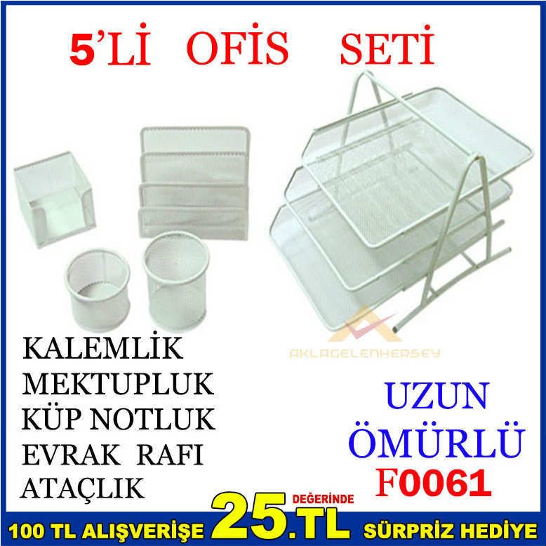 DAYANIKLI GRİ RENK 5Lİ METAL MASAÜSTÜ OFİS SETİ-3