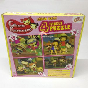 4 Farklı Puzzle Canım Kardeşim ve Arkadaşları Farklı Boylarda ve Farklı Parçada Eğlenceli Puzzle