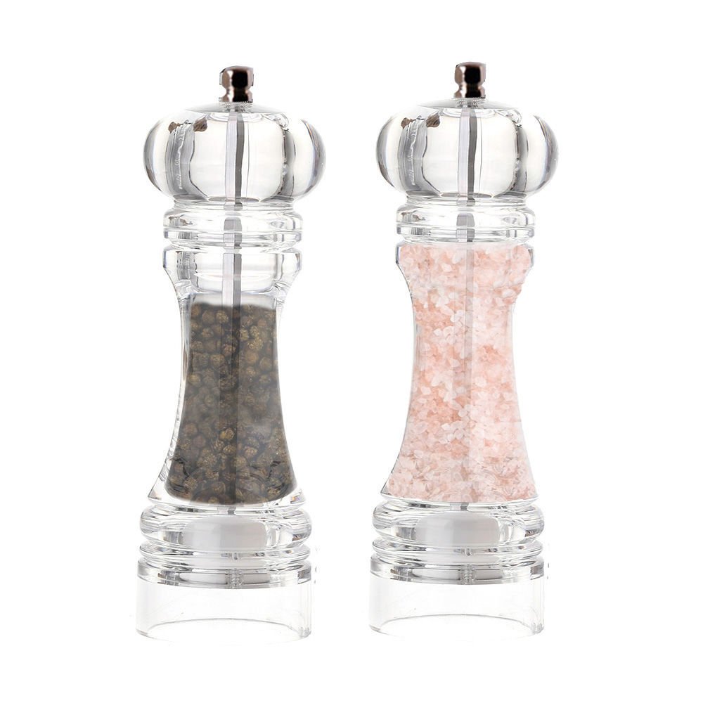 Metal Dişli Akrilik Şeffaf Gövde Çevirmeli Tuz Karabiber Değirmeni İçi Gözüken Şık Tasarım Model