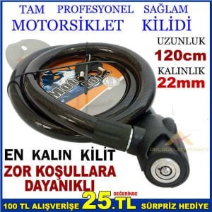 120cm uzun boy bisiklet kilidi Çelik halat,22mm kalınlık profesyonel süper sağlam motorsiklet kilidi
