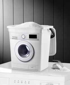 Beyaz Çamaşır Makinası Dizayn Kapaklı Kova Çok Amaçlı 6 LT Detarjan Kutusu Kir Tutmaz Özel Plastik