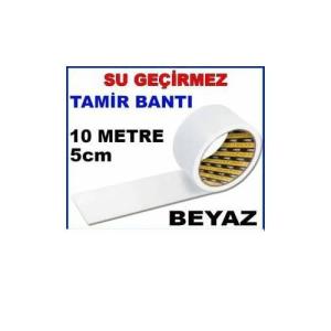 İp Örgülü Dış Mekan,Çadır 10mt Boy 5cm Su Geçirmez BEYAZ TAMİR BANTI