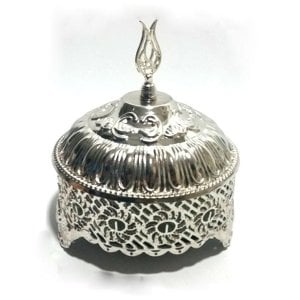14 cm. İÇİ AYNALI KARARMAZ KAPLAMALI GÜMÜŞ RENK METAL ŞEKERLİK