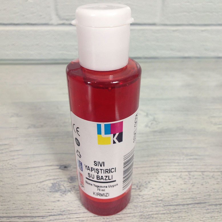 Kırmızı Renk Slime Yapımına Uygun Su Bazlı Sıvı Yapıştırıcı Küçük 70ml Leyli Jel Kokusuz Slime Jel