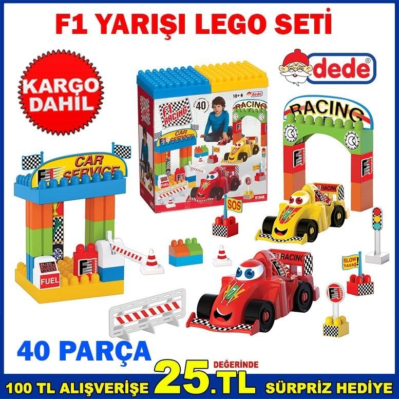 Kargo Dahil DEDE EĞİTİCİ OYUNCAK F1 YARIŞI 40 PARÇA LEGO SETİ