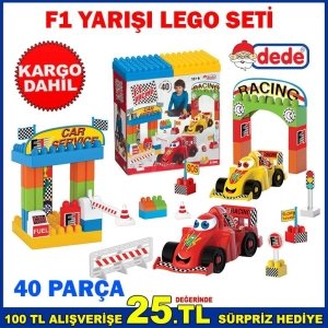 Kargo Dahil DEDE EĞİTİCİ OYUNCAK F1 YARIŞI 40 PARÇA LEGO SETİ