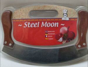 STEEL MOON Çift Saplı Satır Bıçağı Et Ve Sebze Kıymak İçin Çelik Zırh Bıçak