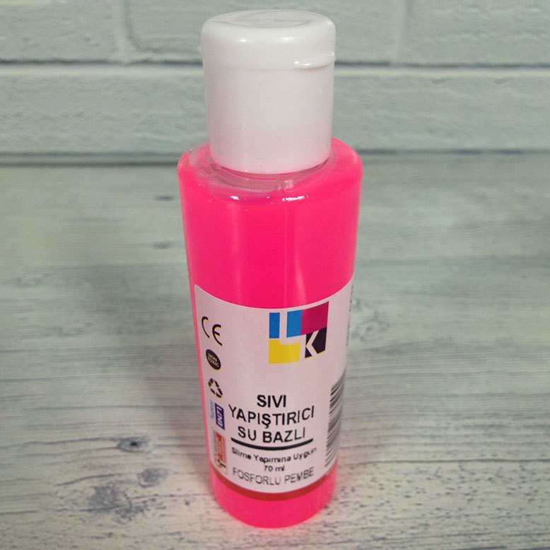 Pembe Renk Slime Yapımına Uygun Su Bazlı Sıvı Yapıştırıcı Küçük 70ml Leyli Jel Kokusuz Slime Jel