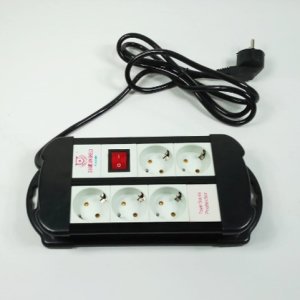 Akım Korumalı 7li Uzatma Kablosu 2 mt Düğmeli Topraklı Çoklu Priz