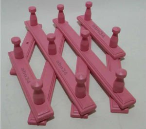 PEMBE RENK KATLANABİLİR RETRO 10 KANCA AHŞAP AKORDEON ASKI,SAĞLAM KANCALI NOSTALJİK DUVAR KAPI ASKI