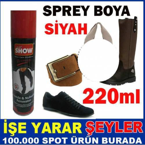 Siyah Renk Süet-Nubuk Deri Eşya Sprey Boya