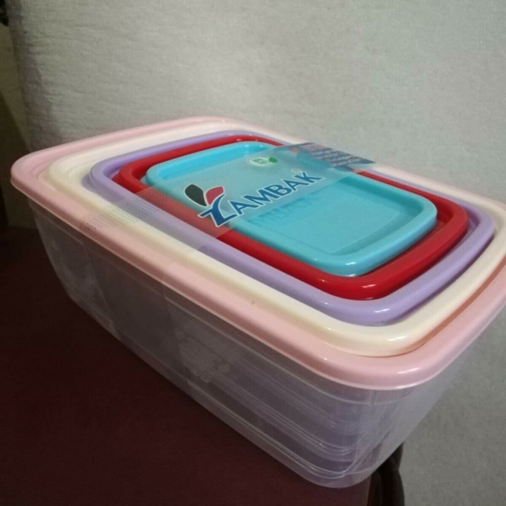 Zambak Plastik Kapakları Renkli Dikdörtgen Saklama Kabı Seti 5'li