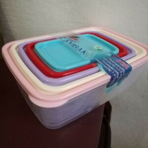 Zambak Plastik Kapakları Renkli Dikdörtgen Saklama Kabı Seti 5'li