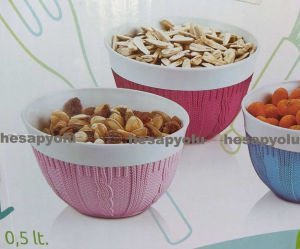 Örgü dizayn 0.5 LT süper kalite kırılmaz plastik,çift renk çerez,kahvaltı kasesi,renk garantisi yok!