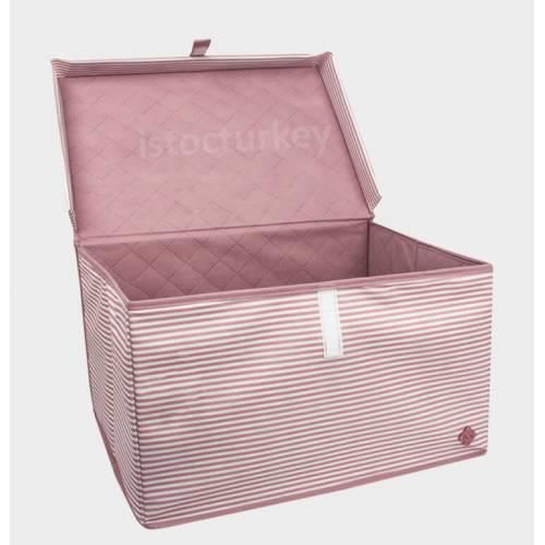 Alas Mini Katlanır Kumaş Saklama Kutusu 40x30x26 Çok Amaçlı Kapaklı Kumaş Kutu Duvarlı Hurç Sandık
