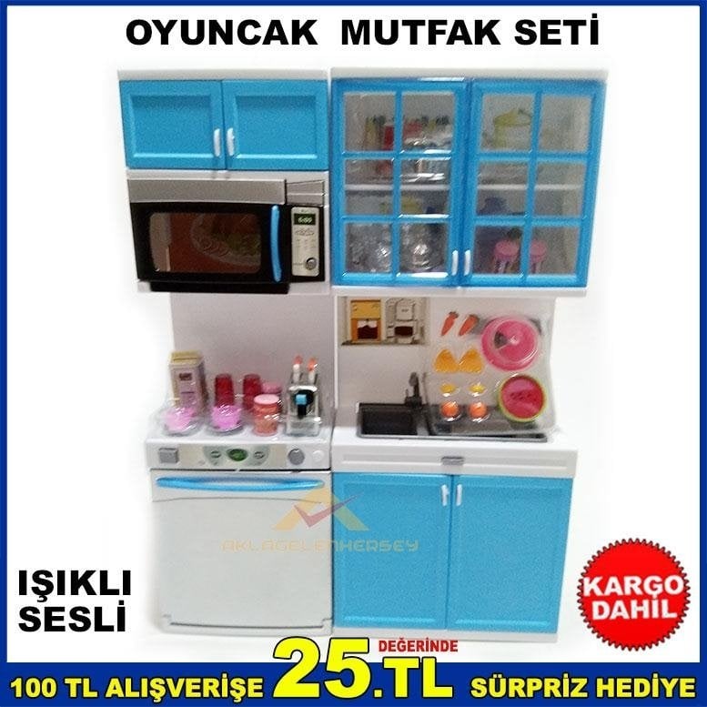 IŞIKLI SESLİ PİLLİ OYUNCAK MODERN MUTFAK SETİ