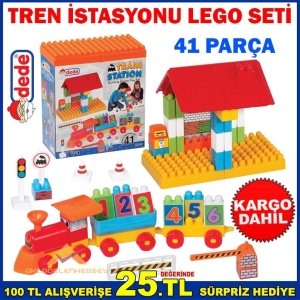 Kargo Dahil DEDE EĞİTİCİ OYUNCAK TREN İSTASYONU 41 PCS LEGO SETİ