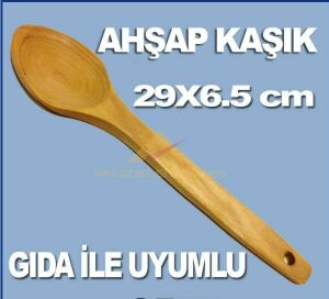 AHŞAPTAN YAPILMIŞ 29x6.5 CM GIDA İLE TEMASA UYUMLU KAŞIK