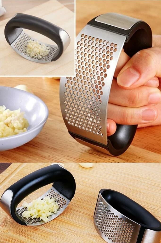 Paslanmaz Çelik Saplı Sarımsak Rendesi, Tutma Kollu Sarımsak Ezici