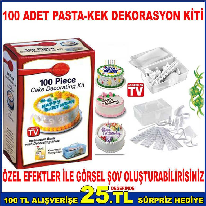 100 ADET PASTA-KEK DEKORASYON KİTİ ÇEŞİTLİ SÜSLEMELER YAPMAK İÇİN PASTA-KEK HAZIRLAMA ŞEKİLLENDİRİCİ