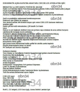 Aç-Kapa Anahtarlı 3W COB Mıknatıslı Yeni Nesil Pilli Işıldak
