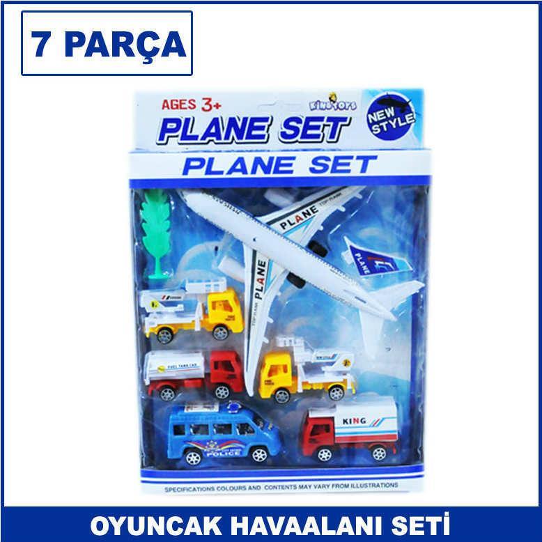 7 Parça Havaalanı Oyuncak Seti - Uçak Seti - Plane Set Kaliteli ve Dayanıklı