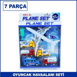 7 Parça Havaalanı Oyuncak Seti - Uçak Seti - Plane Set Kaliteli ve Dayanıklı