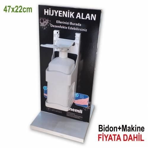 Tam Set Dezenfektan İstasyonu+Dezenfektan Makinesi Dahil Demonte Masaüstü Dezenfektan Standı 47x22cm