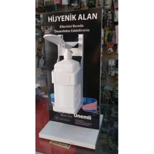 Tam Set Dezenfektan İstasyonu+Dezenfektan Makinesi Dahil Demonte Masaüstü Dezenfektan Standı 47x22cm
