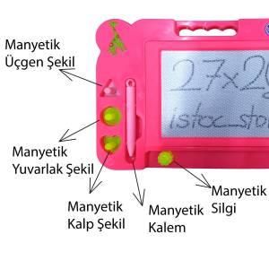 Kız Çocukların Eğitimi İçin Pembe Eğitici Manyetik Yazı Tahtası Şekiller ve Kalemli