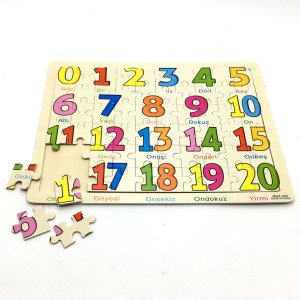 60 Parçadan Oluşan Sayıları Öğreten Ahşap Eğitici Çocuk Puzzle
