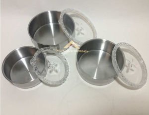 3lü SET PASLANMAZ ÇELİK SAKLAMA KABI SİLİKON CONTALI ŞEFFAF SIZDIRMAZ KAPAKLI 14cm-16cm-18cm ÇAPINDA