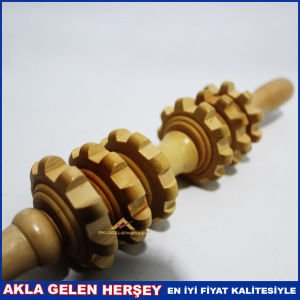 6 TEKERLEKLİ TIRTIKLI 35cm AHŞAP MASAJ SOPASI