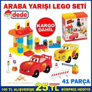 Kargo Dahil DEDE EĞİTİCİ OYUNCAK ARABA YARIŞI 41 PCS LEGO SETİ