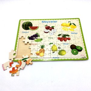 60 Parçadan Oluşan Meyveleri Öğreten Ahşap Eğitici Çocuk Puzzle