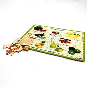 60 Parçadan Oluşan Meyveleri Öğreten Ahşap Eğitici Çocuk Puzzle