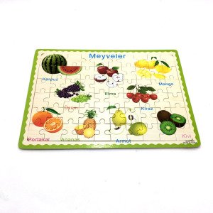 60 Parçadan Oluşan Meyveleri Öğreten Ahşap Eğitici Çocuk Puzzle