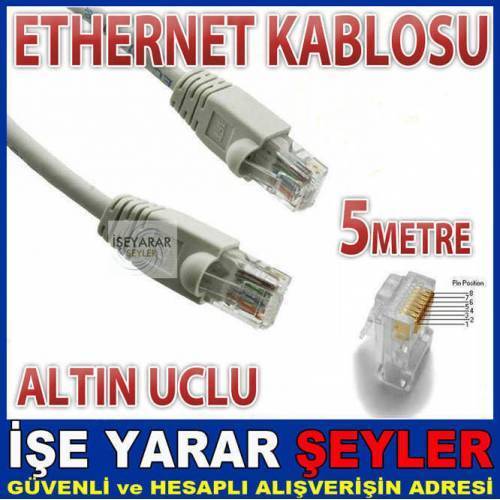 Altın Uclu Ethernet Kablosu İki Uclu 5 Metre