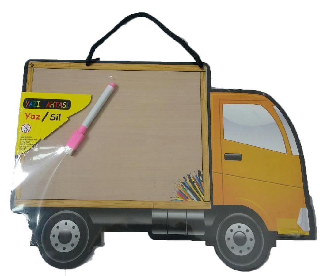 Kasalı Yük Kamyon Sitili Ön Yüzü Ahşap Yazı Tahtası Arka Yüzü Boyama Aktivitesi